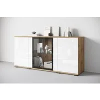 Home affaire Sideboard Caro, modernes Design mit Glaseinsätzen, Breite 150 cm (1 St), Grifflose Fronten mit Push-to-Open, höhenverstellbare Einlegeböden