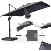 PURPLE LEAF Sonnenschirm Rechteckiger Alu Balkonschirm, Groß Ampelschirm, LxB: 330,00x270,00 cm, 360°Rotation, Sonnenschutz UV50+, für Gartenterrasse, Poolterrasse