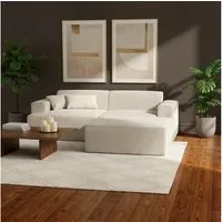 skølm Sofa Freki aus Cord, Vollschaumcouch mit Federkern und Vakuum-Kompression, Beige, Couch 3 Sitzer inkl. Hocker und 2 Kissen, kein Aufbau erforderlich