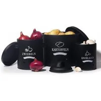 Zedelmaier Vorratsdose Aufbewahrung Kartoffeln Set für Kartoffeln,Zwiebeln,Knoblauch Metall, (TDYC-SET), Zwiebeltopf Kartoffeltopf Knoblauchtopf,Runde Form