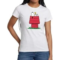 Spreadshirt T-Shirt Peanuts Snoopy Und Die Hundehütte Frauen T-Shirt (1-tlg)