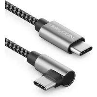 deleyCON deleyCON 2m USB C Kabel 1x 90° Gewinkelt PD3.0 (60W Schnellladekabel) USB-Kabel
