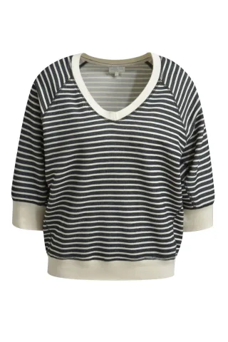 Milano Italy - Sweatshirt w v-neck, 3/4 raglan sleeves black print - Gr. - M
