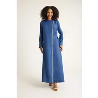 fashionshowcase Tunikakleid Abaya Kleid mit Schmuckdetails – Modest Fashion