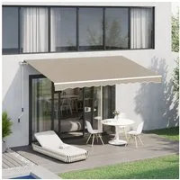 Outsunny Markise Outdoor manuelle Balkonmarkise, 3,95m mit Handkurbe (Gelenkarmmarkise, 1-St., Fenstermarkise) für Garten, Balkon, Beige