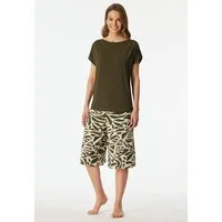 Schiesser Pyjama Selected Premium (2 tlg) U-Boot-Ausschnitt, 3/4-lange Hose im Culotte-Schnitt