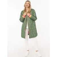 Zwillingsherz Kurzmantel „Shine Hope Smile“ farbig gestreifte Bündchen, Herzfutter, Reißverschluss, Taschen