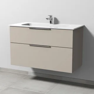 Sanipa 3way Keramik-Set Design Keramik-Waschtisch und Unterbau mit 2 Auszügen, Kaschmir-Matt UP4811U