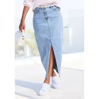 Buffalo Jeansrock in figurbetonter Form in Midilänge mit Schlitz vorne modischer Denimrock mit Schlitz, Sommerrock in Midilänge aus Jeans