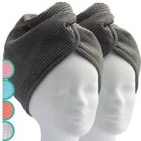 ELEXACARE Turban-Handtuch Haarturban mit Knopf, Mikrofaser (2-St), Turbanhandtuch mit Knopf und Schlaufe