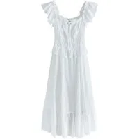 Next Strandkleid Kleid mit eckigem Ausschnitt und Flatterärmeln (1-tlg)