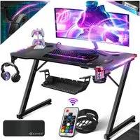 KESSER Gamingtisch, Gaming Schreibtisch mit Getränkehalter Ergonomischer Gamer Tisch