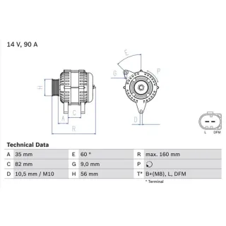 Bosch Lichtmaschine 90A Audi A4 A6 Skoda Superb VW Passat 0986044300