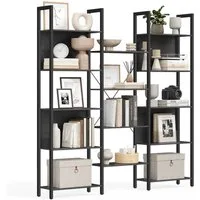 VASAGLE Bücherregal, mit 14 Ablagen, Regal mit Metallrahmen, für Wohnzimmer, Büro