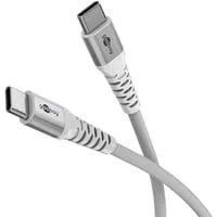 Supersoftes USB 2.0 Textilkabel, USB-C Stecker > USB-C Stecker weiß, 2 Meter