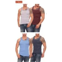 Cocain underwear Unterhemd Farbiges Herren Unterhemd Feinripp Vollachsel Baumwolle Hemd bunt (Packung, 4-St) produziert in Europa, farblich abgesetzte Träger und Halsausschnitt