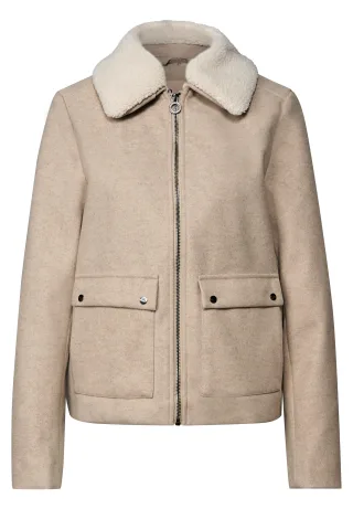Street One - Jacke mit abnehmbarem Kragen soft sand mel. - Gr. - 34