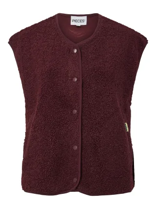 PIECES - PCKATTY TEDDY VEST NOOS BC Tawny Port - Gr. - L
