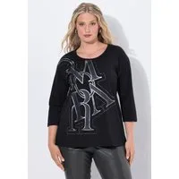 Ulla Popken T-Shirt Shirt Buchstaben Oversized Rundhals 3/4-Arm