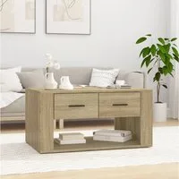 furnicato Couchtisch Praktischer 80 x 50 x 40 cm in Sonoma-Eiche aus (1-St), Wohnzimmertisch mit zwei Schubladen und feuchtigkeitsbeständig