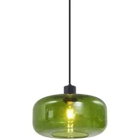 Qazqa Pendelleuchte Bizle, ohne Leuchtmittel, Extra-Warmweiß, QAZQA Hängeleuchte, e27, Schwarz, Glas, Retro