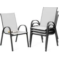 Avestar Gartenstuhl 4er Set stapelbar, mit Armlehnen und Textilene (4 St), wetterbeständig für Outdoor