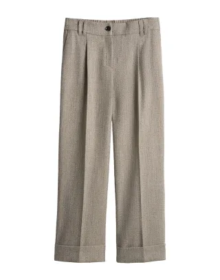 Opus - City Pants mit Fischgratmuster - Meeri herringbone braun - Gr. - 36