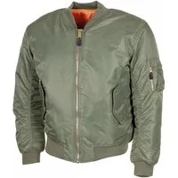 MFH Bomberjacke US Pilotenjacke MA1, Mod., oliv - XS Paspeltaschen mit Patte und Druckknopf