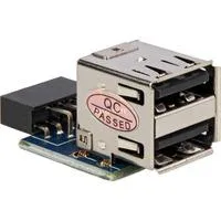 USB 2.0 Adapter, 9 Pin Header > 2x USB-A Buchse nach oben, übereinander