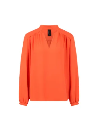 Marc Cain Collections - Fließende Bluse mit Schmuckknopf tigerlily - Gr. - 44