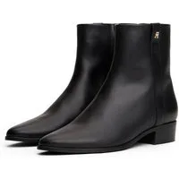 Tommy Hilfiger TH LEATHER POINTY ZIP BOOTIE Stiefelette, Blcokabsatz, Businessschuh, Westernstiefelette in spitzer Form