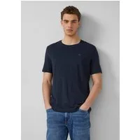 s.Oliver Kurzarmshirt T-Shirt T-Shirt in Flammgarnstruktur mit Logo-Detail