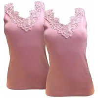 Toker Collection® Unterhemd Damen Unterhemd mit extra breiter Spitze 2 Stück (Packung, 2er Pack) exklusive Spitzen