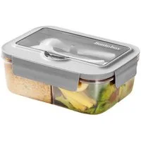 Venkuber Lunchbox 1400ml Bento Lunchbox – 3 Fächer: mikro/spülmaschinenfest, leckfest, Auslaufsicher, BPA-frei, 3 Fächer, 1400ml, inkl. Besteck, stilvoll.