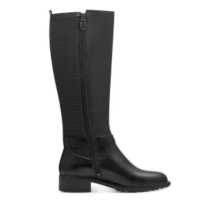 Tamaris Damen Kniehohe Reitstiefel aus schwarzem Leder