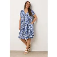 Stil Diva Midikleid Midikleid in Übergröße mit V-Ausschnitt, kurzen Ärmeln, Taschen und Bl
