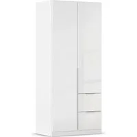OTTO home Drehtürenschrank Kleiderschrank Schrank Garderobe AGORDO mit Dekor- oder Hochglanzfront (in zwei Griff-Farben, Breite 91 cm) mit Außenschubkästen, Serie in 7 Breiten und 2 Höhen MADE IN GERMANY
