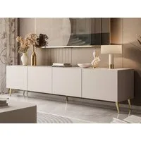 ALLHOUSE24 TV-Schrank LOGANTE Kaschmir matt TV Lowboard PUSH OPEN Metallbeine Breite 200 cm