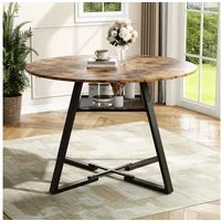 Furnishings Home Esstisch runder Küchentisch Wohnzimmertisch 120cm Breite (1-St., 120 x 120 x 75 cm), Holztischplatte im Vintage-Look, Metallbeine