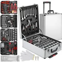 TLGREEN Werkzeugtrolley 799-tlg Werkzeugkoffer,Universeller Tragbarer Werkzeugkasten (Höhenverstellbarer Griff, Heim Handwerkzeug-Set), 799 Teile