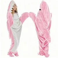 Wohndecke Hai Decke Mit Ärmeln, Superweichem Flanell Decken Hoodie Hai Overall, TUWENA, Deckenkapuzenpullover, Schlafsack Tragbare Decke für Erwachsene Kinder