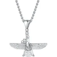 LuxusKollektion Kette mit Anhänger Halskette Herren Damen Faravahar Anhänger 01: Original-silber