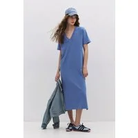 No Matter What Maxikleid Basic-Kleid aus Baumwolle mit V-Ausschnitt und Schlitz