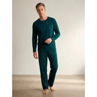 Henry Terre Pyjama Pyjama Set Langarm - Carlo Hose Rautenmuster