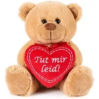 BRUBAKER Kuscheltier Teddybär mit Herz Rot - Tut mir leid! - 25 cm Teddy Plüschbär (Stofftier Plüschteddy, 1-St., Schmusetier Braun), Kuscheltier Geschenk für Entschuldigungen