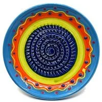 Kaladia Multireibe Reibeteller in blau, orange und grün, Keramik, handbemalte Küchenreibe - Made in Spain