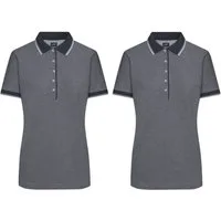 James & Nicholson Poloshirt Doppelpack Damen Polo in trendiger bicolor-Optik Ladies' Polo JN703 (Spar-Set, 2er-Pack) Hochwertiger, fein strukturierter Piqué