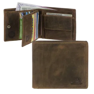 Portemonnaie Herren 12 Kartenfächer Vintage Leder | Greenburry 1672-25. Große Geldbörse mit RFID Schutz gegen Datendiebstahl.