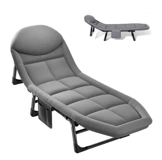 Xmund Folding Outdoor Chaise Lounge Chair, for Sun Tanning, Portable Sleeping Camping Foldable Bed with Mattress and Pil