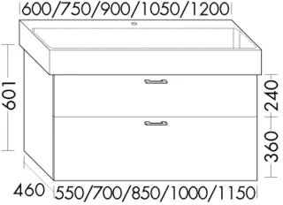 Burgbad Waschtischunterschrank zu Keramik Sys30 PG3 Diago 601x550x460 Nussbaum Dekor Smartline, WXW WXWZ055F6073